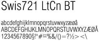 Skrifttype (Swis721 LtCn BT)